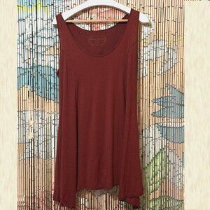 PERUVIAN CONNECTION Seabreeze Asymmetric Hem Pima & Modal Tank, Burnt Sienna, L